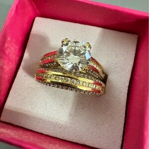 Palm Beach Gold and Silver Women's Ring Set with Crystal Accents
